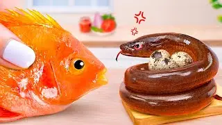 Miniature Fish Fried and Eel Burger Recipe - Cooking Fast Food by Mini Yummy - MasterChef Challenge