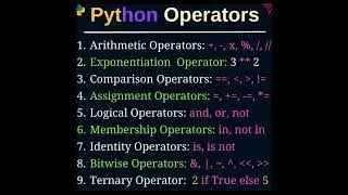 Python Operators #education #artificialintelligence #programminglanguage #machinelearning