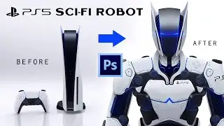 PS5 Sci-Fi Robot - Photobash Concept art Timelapse