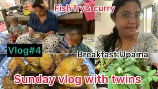 Vlog#4|Sunday with twins & family |Menu:Fish fry&Curry @Twindomm #dailyvlogs#viralvideo#twinslife