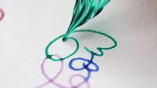 Rainbow watercolors with glass dip pen, real time fluid calligraphy, The Aloha Studios