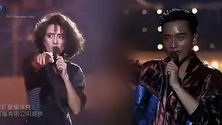 [AI 4K] Leslie Cheung & Anita Mui - 冰山大火 / 愛情離合器 | 張國榮 & 梅艷芳 - 冰山大火 / 愛情離合器 [1986年白金巨星耀保良現場]