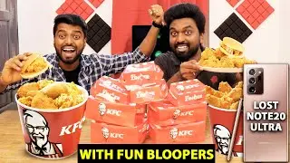 KFC Burger & 20 LEG PIECE BUCKET CHALLENGE !! With BLOOPERS