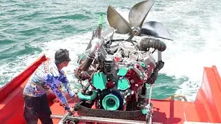 Amazing Way They Operate Super Powerful Boat Engines by Hands
