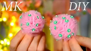 DIY tulle pom-poms Pink dandelions / Pompon DIY kanzashi