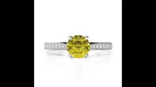 Atyaza Inc White Gold Yellow Sapphire and Diamond Engagement Ring ATZR 0284