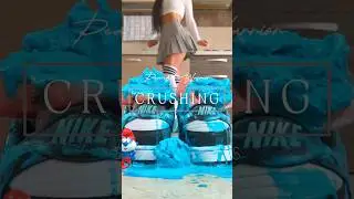Pea vs. Smurfs! Crushing Food inside Shoes! Oddly Satisfying! Nike ASMR
