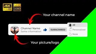 Custom Subscribe Button Animation #1 | Channel Name, Like & Bell | Light Style
