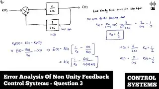 Error Analysis Of Non Unity Feedback Control Systems | Question 3 | Control Systems