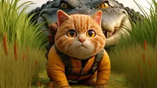 Cat And The Animal King 🐈💪🐊❓ #cat #cutecat #cute