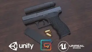 Handgun with Silencer Asset - Original files included