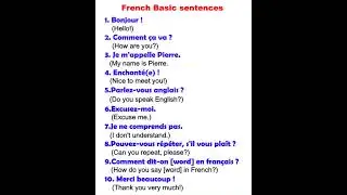 French basic, french basic sentences, 