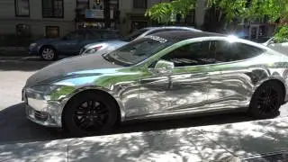 Chrome Wrapped Tesla Model S in Chicago