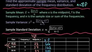Sample Mean, Variance, and Standard Deviation of a Frequency Distribution by Hand