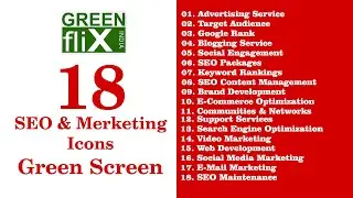18 SEO & Marketing Icons Green Screen | Icon Animation