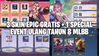 4 SKIN BARU GRATIS - EPIC KAGURA, EPIC KHUFRA, EPIC AKAI, SPECIAL GROCK - EVENT ULANG TAHUN 8 MLBB
