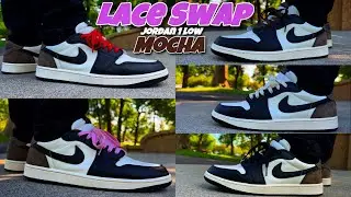 Jordan 1 Low Dark Mocha - Big Lace Swap On Feet Look 🔥