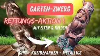 Gartenzwerg Rettungsaktion mit Gips, Dixiebelle Mineralpaints & Posh Chalk Metallics