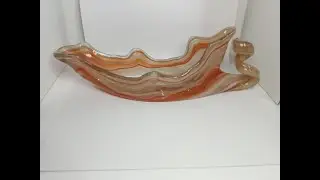 Arklahoma Sooner Art Glass 1960s Cornucopia Dish Centerpiece