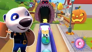 Talking Tom Gold Run Halloween - Deputy Hank's Epic Chase in Underwater World & Boss Fight!