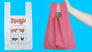 REUSABLE SHOPPING BAG! AMAZING RECYCLING OF AN OLD SHIRT INTO A CLOTH BAG!