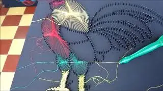string art gallo por jorge de la tierra