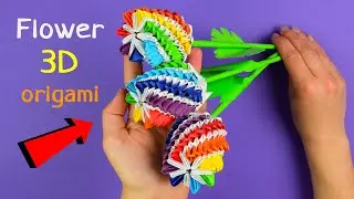 How to make a rainbow flower. [3D origami rose tutorial]