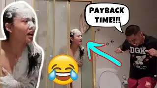 FLOUR BOMB ON GIRLFRIEND REVENGE! *SHOWER PRANK*