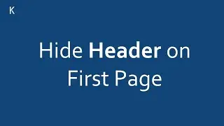 MS Word - Hide Header on First Page