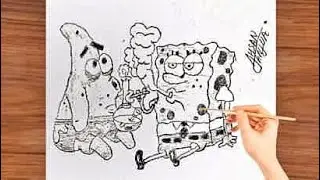 SpongeBob and Patrick sketch ✍️ | Easy drawing ✍️