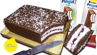 Giant Kinder Pingui with coconut and raspberry.