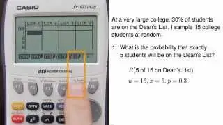 Casio fx-9750GII - Binomial Formula (Distribution, Including Cumulative Distribution)