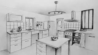 Comment dessiner une cuisine avec deux points de fuite