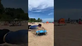 Group Beach Trick Shot! 😎🏝️ #carsoncurran #carsonhockey #trickshots