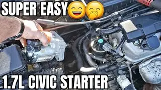 2001 2005 Honda Civic Starter Replace How to Install Remove Bad Starter No Start 1.7L 2002 2003 2004
