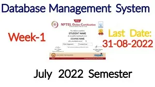 NPTEL Week 1 Database Management System Assignment 1 Answers | DBMS Week-1 Quiz Answers 2022 | NPTEL