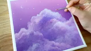 How to Purple Cloud Painting ☁️ | Acrylic Cloud Painting tutorial for beginners 