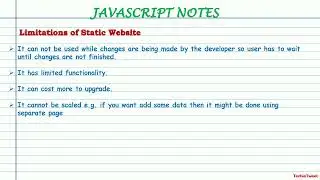 Limitation of Static Website | JavaScript notes