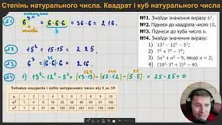 5М.3.6-7. Степінь натурального числа. Квадрат і куб натурального числа