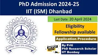 IIT (ISM) Dhanbad PhD Admission 2024 | PhD Admission 2024