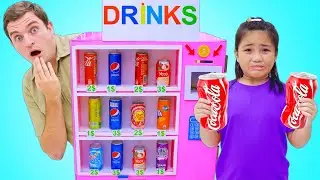 Annie and Sammy Pretend Play w/Giant Soda Vending Machine For Kids