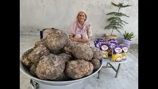 ELEPHANT FOOT YAM Cooking | Elephant Foot Yam Fry and Gravy | Jimikand Recipe | Village Cooking