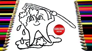 Glitter Toy Tooth & Toothbrush coloring and drawing for Kids -Pewarnaan dan gambar Glitter Toy Tooth