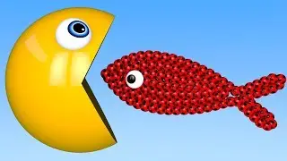 Learn Colors with PACMAN and Soccer Ball Fish Shapes Underwater for Kid Children