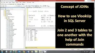 Concept of JOINS with example in SQL Server | Inner Join & Update Clause | How to use Vlookup in SQL