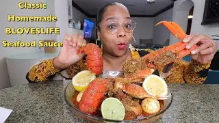 GIANT SNOW CRAB & LOBSTER SEAFOOD BOIL DRENCHED IN BLOVESLIFE CLASSIC HOMEMADE SEAFOOD SAUCE!