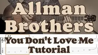 Allman Brothers, You Don't Love Me, Bluesrock Guitar Tutorial, Easy How To Play Blues Lesson English