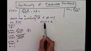 Continuity 2.6: Examples of continuity piecewise function