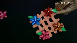 Decorative Ice cream sticks and pista shells wall hanging|DIY pista shell wall decoration