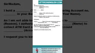 Authorization Letter To Bank For Collection Of ATM Card